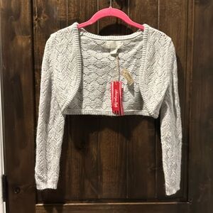 NWT American Eagle size small light heather gray crochet shrug cover up